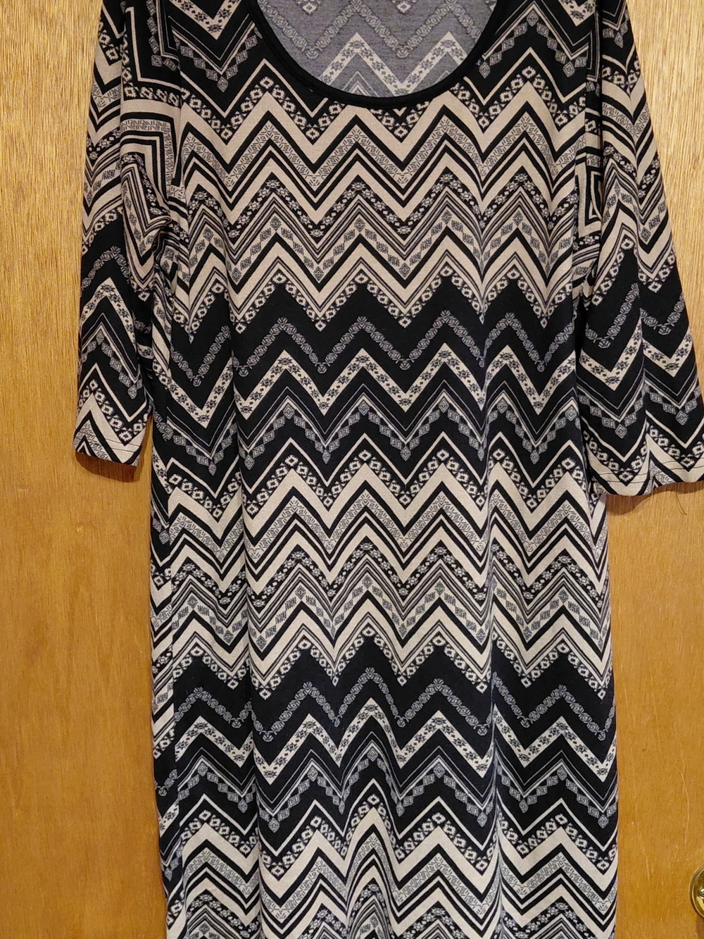 Derek Heart Plus Size 2x Black and Tan Chevron Midi Tunic Dress